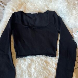 Babaton Black Fitted Long Sleeve Bodysuit